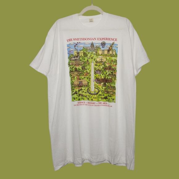 Vintage 80s Smithsonian Museum Art XXL White Screen Stars Rare Single Stitch - Picture 1 of 8